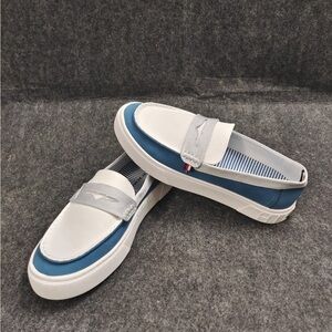 Tommy Hilfiger White and Blue Loafers